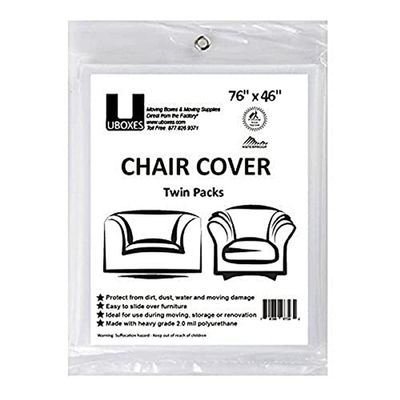Uboxes (72x46) Chair Covers 2 MIL Heavy Duty Polyethylene to Protect Items from Dust Dirt and Spills, Clear, Set of 2