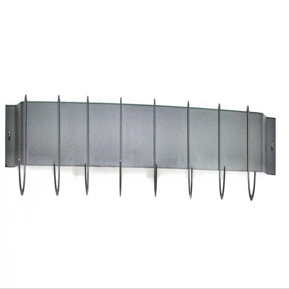 Rogar 36" Wall Mounted Bar Rack in Black with Black Hooks