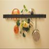 Rogar 36" Wall Mounted Bar Rack in Black with Black Hooks view 3