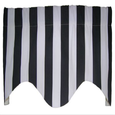RLF Home Cabana Stripe M Shaped Valance, Black, 17.00" x 50.00"
