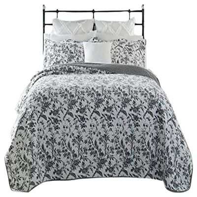 Laura Ashley - Twin Quilt Set, Soft Cotton Bedding with Reversible Design, Medium Weight for Year Round Use, 2 Piece Bed Set with Matching Pillowcase (Amberley Black/White)