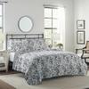 Laura Ashley - King Quilt Set, Soft Cotton Bedding with Reversible Design, Medium Weight for Year Round Use, 3 Piece Bed Set with Matching Pillowcases (Amberley Black/White) view 2