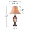Franklin Iron Works Cardiff Traditional Rustic Urn-Shaped Table Lamps 33" Tall Set of 2 with Nightlight Brushed Iron Cage Champagne Glass Beige Fabric Bell Shade for Living Room Bedroom House view 4