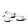 OXO Good Grips 3- Piece Plastic Mixing Bowl Set, 2500 ml,White/Black view 1