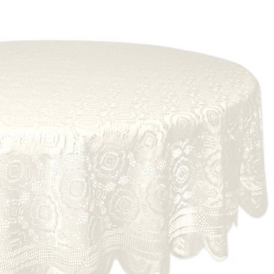 DII Home Essentials 100% Polyester, Machine Washable, Shabby Chic, Vintage Tablecloth or Overlay 63" Round, Vintage Lace Cream