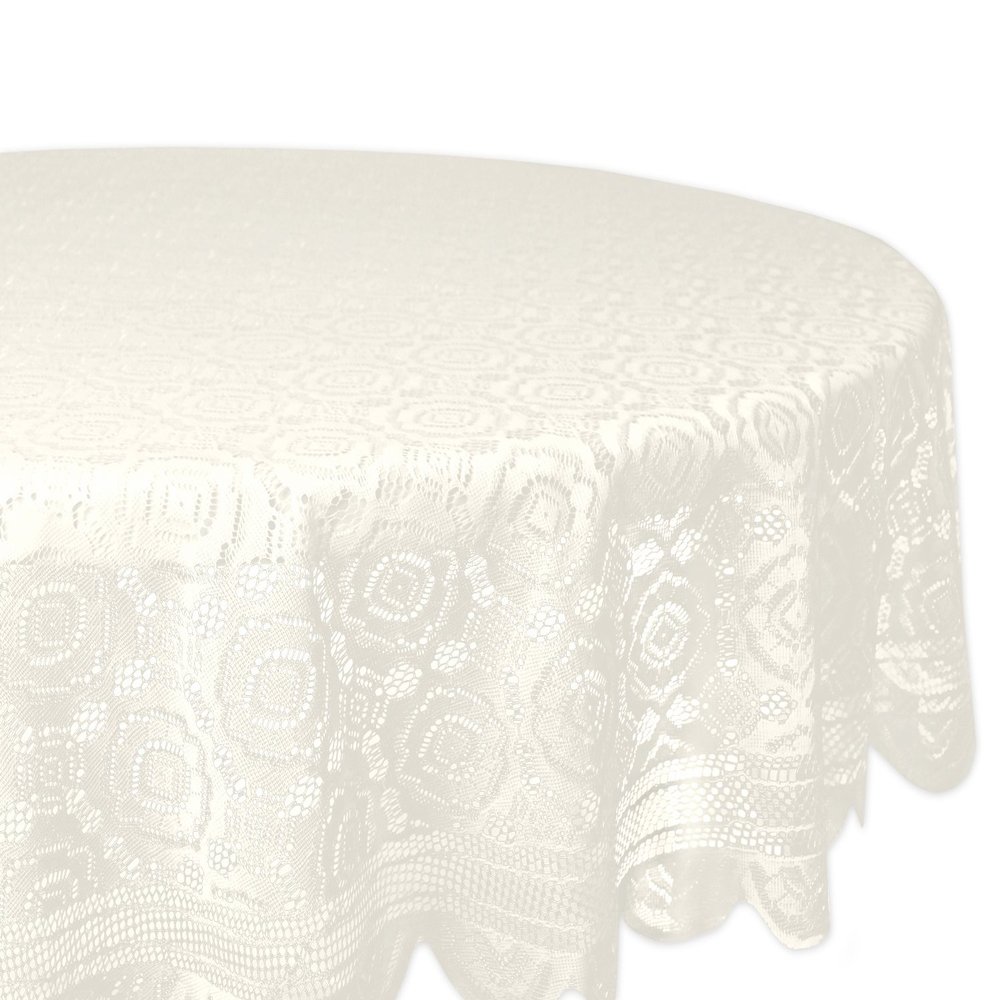 DII Home Essentials 100% Polyester, Machine Washable, Shabby Chic, Vintage Tablecloth or Overlay 63" Round, Vintage Lace Cream