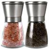 Linbonio Salt and Pepper Grinder Set - Stainless Steel Refillable Salt and Pepper Shaker - Adjustable Ceramic Sea Salt and Pepper Grinder - Glass Salt and Pepper Mixer - Pepper and Salt Mill view 1