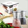 Linbonio Salt and Pepper Grinder Set - Stainless Steel Refillable Salt and Pepper Shaker - Adjustable Ceramic Sea Salt and Pepper Grinder - Glass Salt and Pepper Mixer - Pepper and Salt Mill view 2