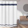 Sweet Jojo Designs White and Navy Hotel Kids Bathroom Fabric Bath Shower Curtain view 2