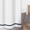 Sweet Jojo Designs White and Navy Hotel Kids Bathroom Fabric Bath Shower Curtain view 3