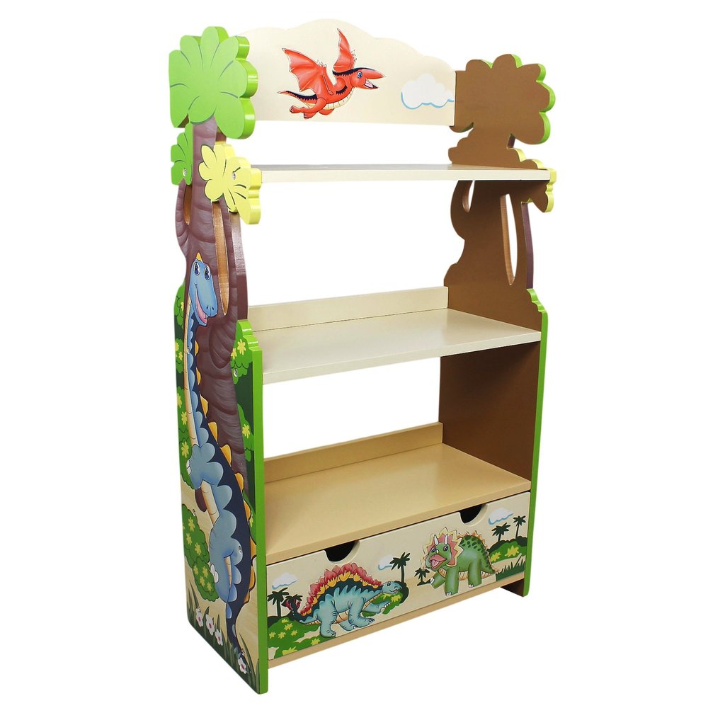 Fantasy Fields - Dinosaur Kingdom Thematic Kids Wooden Bookcase with Storage | Imagination Inspiring Hand Crafted & Hand Painted Details | Non-Toxic, Water-Based Paint
