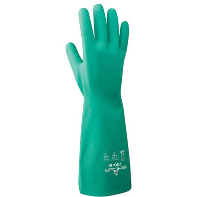 SHOWA 730 Nitrile Chemical Resistant Safety Glove with Cotton Flocked Liner, Food Safe, 15 Mil Thick, 13" Length, XX-Large (12 Pair)