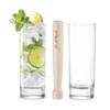 Final Touch Premium Mojito Set - Includes 2 Tom Collins Glasses & Wooden Muddler - 10oz Slim Highball Glasses with Thick Base - Complete Cocktail Kit for Perfect Mojitos (FTA1835) view 1