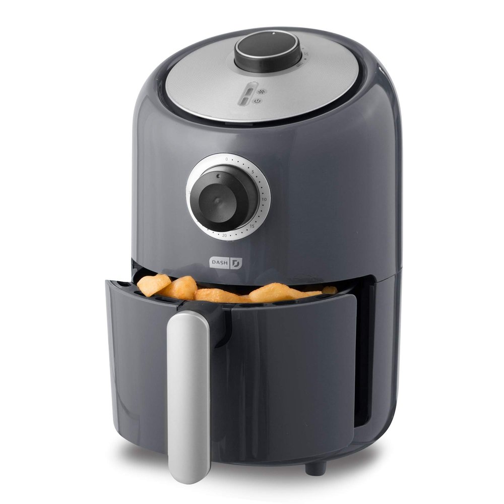 Dash Compact Air Fryer - Healthy Cooking with Auto Shut-Off Feature, Adjustable Temperature Control & Nonstick Fry Basket - Has AirCrisp Technology - 2 Quart - Cool Grey