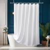 AooHome Extra Long Shower Curtain Liner, Fabric Shower Curtain with Hooks for Hotel, Waterproof, 72 Width x 84 Height Inch, White view 1