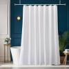 AooHome Extra Long Shower Curtain Liner, Fabric Shower Curtain with Hooks for Hotel, Waterproof, 72 Width x 84 Height Inch, White view 2