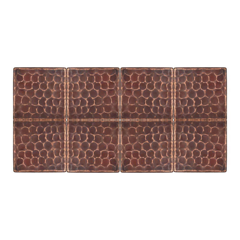 Premier Copper Products T2DBH_PKG8 2-Inch x 2-Inch Hammered Copper Tile - Quantity 8