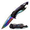 MTech USA MT-705RB Folding Knife, Rainbow Half-Serrated Blade, Black Handle, 4.5-Inch Closed view 1