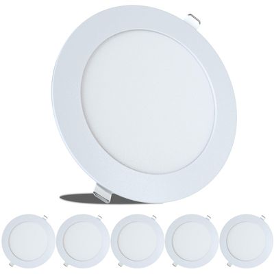 LeisureLED 5 Pack RV Boat Recessed Ceiling Light 720 Lumen Super Slim LED Panel Light DC 12V 5.75" 9W Full Aluminum Downlights (Cool White)