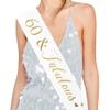 "60 and Fabulous" Sash - 60th Birthday Sash 60 Birthday Gifts Party Favors, Supplies and Decorations (White) view 1