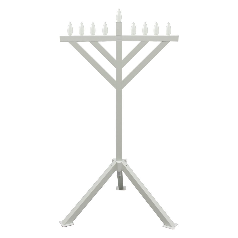 Zion Judaica Electric Menorah PVC Indoor/Outdoor Use - 52'' Tall (White)