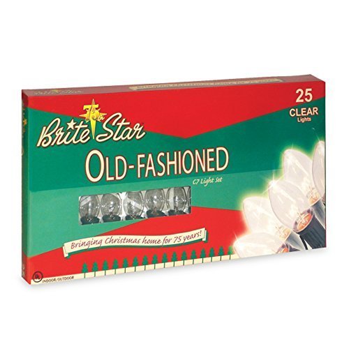 Brite Star Vintage Christmas String Lights Clear C7 25 Feet - Old-Fashioned Bulbs Perfect for Christmas - Patriotic Decorations, Indoor and Outdoor Use.