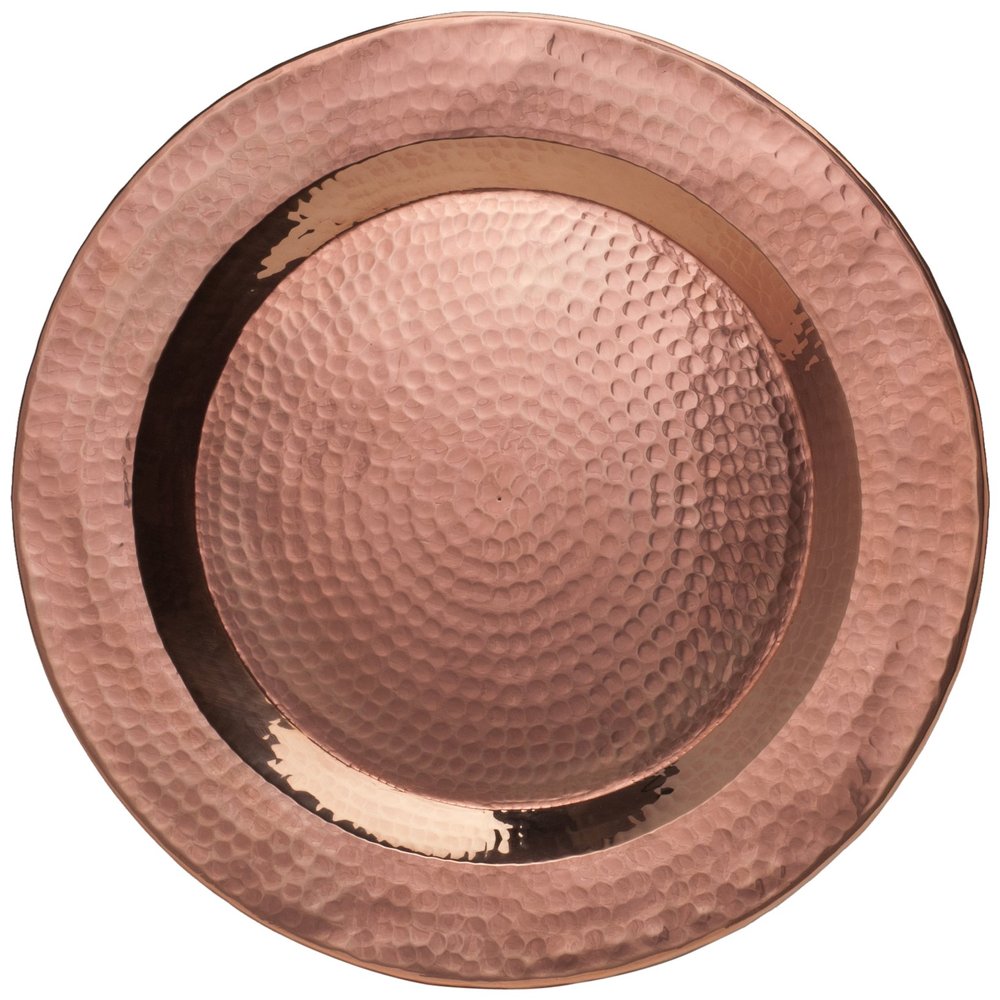 Sertodo Copper, Thessaly Round Platter, Hand Hammered 100% Pure Copper, 14 inch diameter