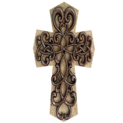 Pacific Giftware PTC 12.25 Inch Multi Layered Swirl Metal Cross Wall Statue Figurine