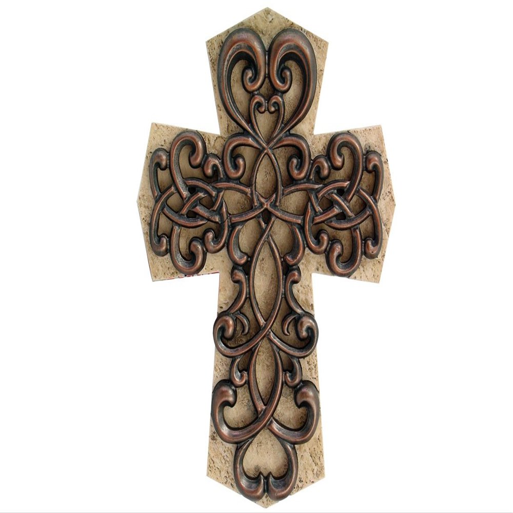 Pacific Giftware PTC 12.25 Inch Multi Layered Swirl Metal Cross Wall Statue Figurine
