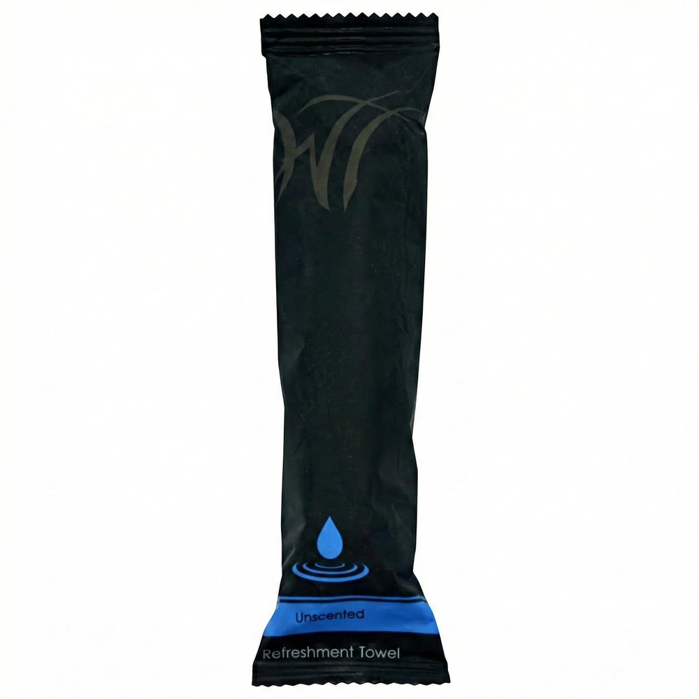 White Towel Services 8" x 8" inch Moist Cotton Towel Individually Wrapped - Unscented (Case of 50)