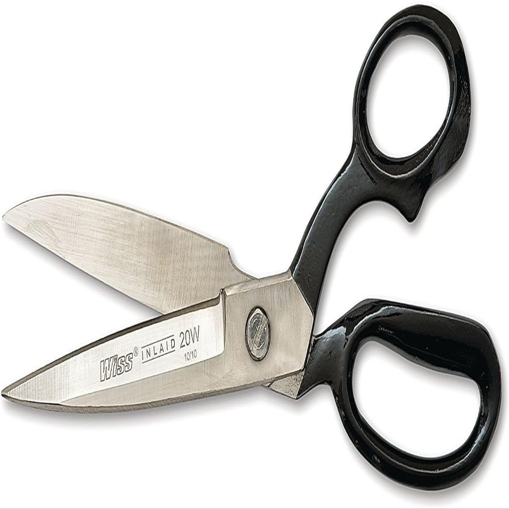 Crescent Wiss 10" Wide Blade Bent Handle Industrial Shears - Professional Heavy Duty Utility Scissors Tool for Sewing Fabric, Upholstery, Carpet & Drapery - W20W