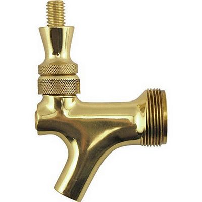 Draft Warehouse 4933GSS Polished Brass Beer Faucet with Brass Lever, Chrome