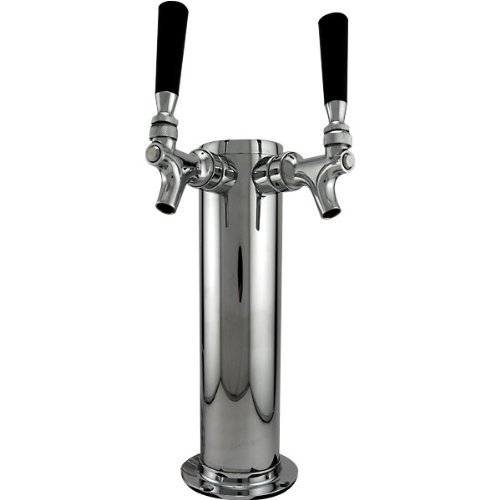 Bev Rite Draft Beer Column Tower, 2 Faucets, Chrome