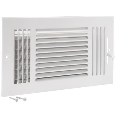 EZ-FLO 12 x 6 Inch (Duct Opening) Air Vent Cover for Wall or Ceiling, Three-Way Ventilation Register, Solid Steel HVAC Register Cover, White, 61615