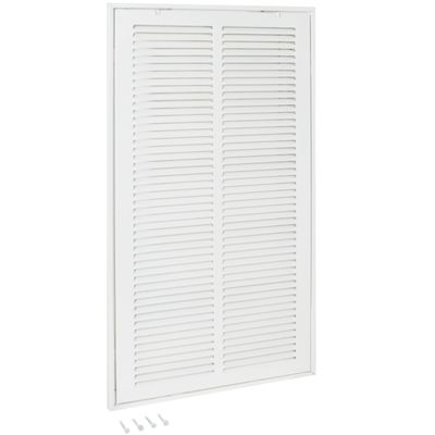 EZ-FLO 12 x 24 Inch (Duct Opening) Return Air Vent Cover for Wall or Ceiling, Solid Steel Return Air Filter Grille, HVAC Vent Cover, White, 61668