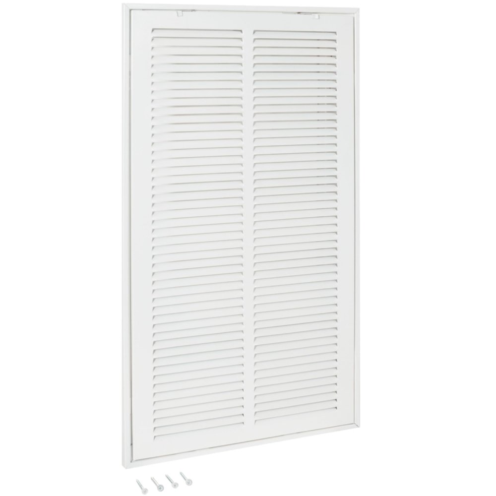 EZ-FLO 12 x 24 Inch (Duct Opening) Return Air Vent Cover for Wall or Ceiling, Solid Steel Return Air Filter Grille, HVAC Vent Cover, White, 61668