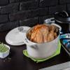 Lodge 7 Quart Enameled Cast Iron Oval Dutch Oven with Lid  Dual Handles  Oven Safe up to 500 F or on Stovetop - Use to Marinate, Cook, Bake, Refrigerate and Serve  Oyster White view 4