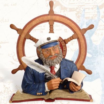 HS Captain & Ship Wheel Nautical Wall Plaque Decoration