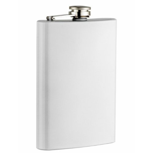 Top Shelf Flasks 8 oz Hip Flask - Screw-On Leak Proof Cap - Gifts for Men - Groomsmen Gift - 1-PACK in White