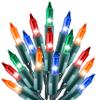 Holiday Essence - Multi Color Christmas String Lights, 100 Incandescent 20 Feet Green Wire For Indoor & Outdoor Waterproof Christmas Tree Lights, Static & Flashing Twinkle Function Connectible Plug in view 1