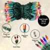 Holiday Essence - Multi Color Christmas String Lights, 100 Incandescent 20 Feet Green Wire For Indoor & Outdoor Waterproof Christmas Tree Lights, Static & Flashing Twinkle Function Connectible Plug in view 3