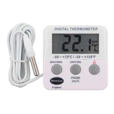 Brannan Refrigerator Thermometer Digital - Fridge and Freezer Alarm Alert When Temperatures Drop - Ideal Fridge Freezer Thermometer with Alarm and Max Min
