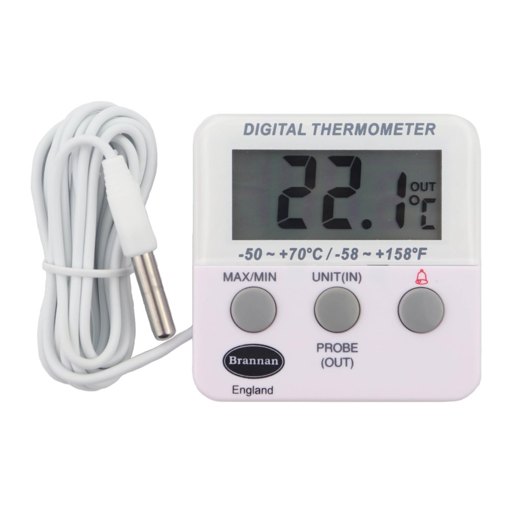Brannan Refrigerator Thermometer Digital - Fridge and Freezer Alarm Alert When Temperatures Drop - Ideal Fridge Freezer Thermometer with Alarm and Max Min