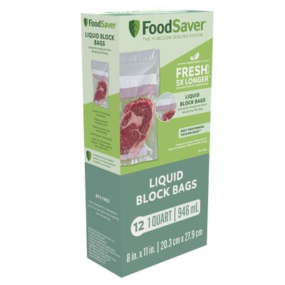 FoodSaver 1-Quart Liquid Block Heat-Seal Bags, 12 Count - FSFSBFLB216-000