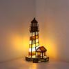 Bieye L10616 Lighthouse Tiffany Style Stained Glass Accent Table Lamp Night Light for Home Decoration (6x5x11, Amber) view 2
