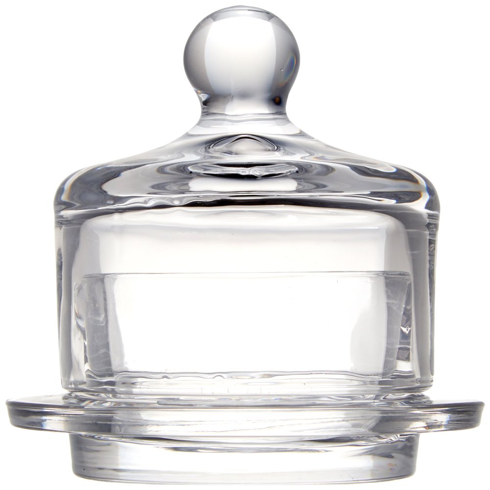 Abbott Collection 2 Piece Small Butter Dish with Dome Lid, Clear Glass (3"H)