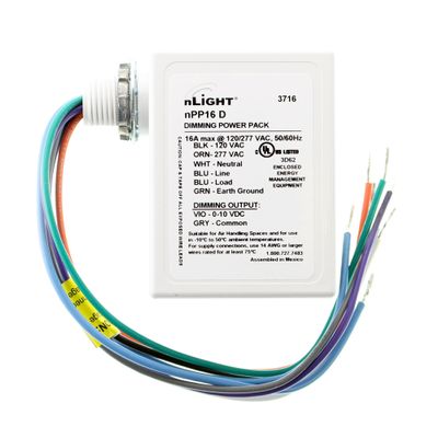 Sensor Switch NPP16-D nLight Dimming Power Pack, Plenum, UL2043, 120/277V, White