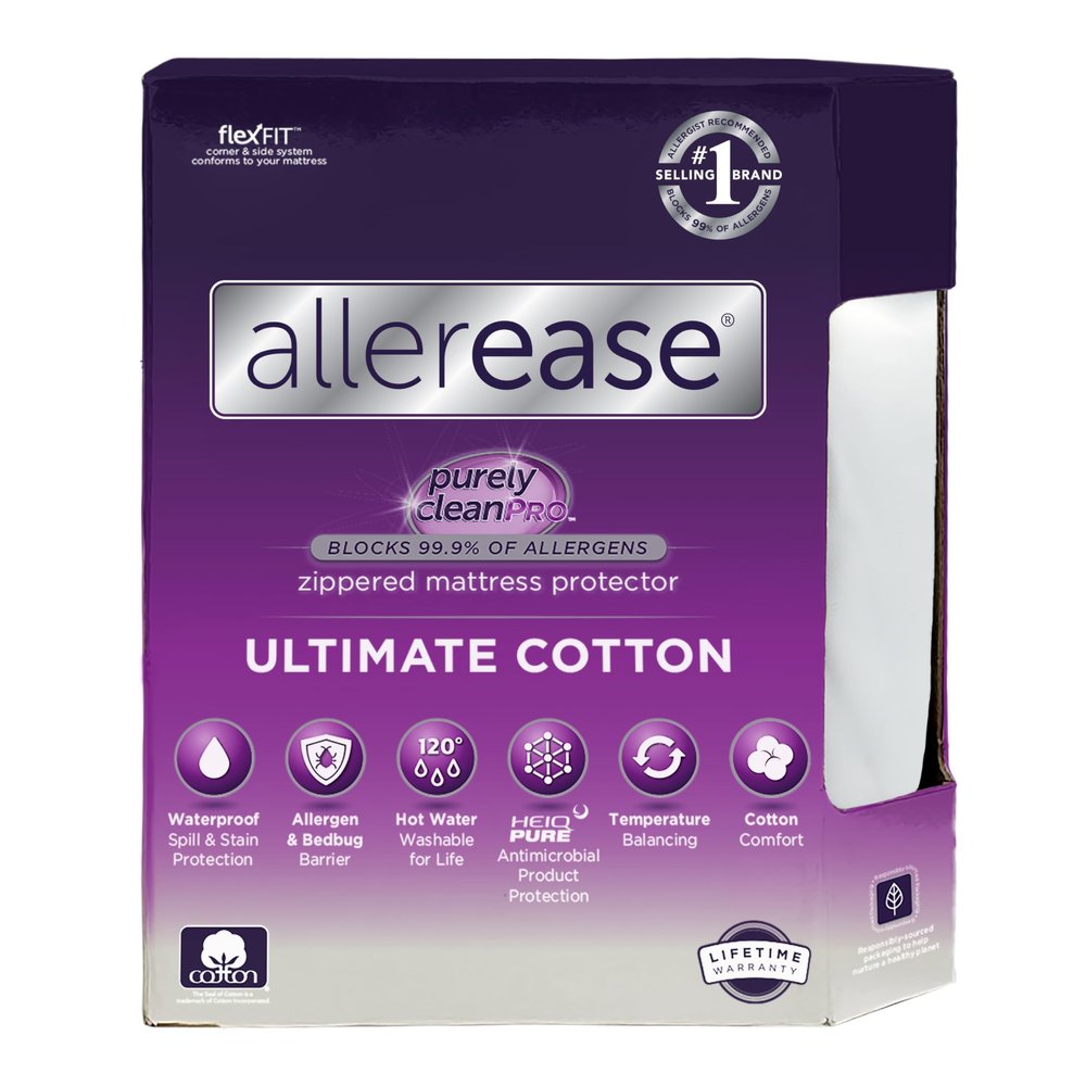 AllerEase Ultimate Allergy Protection and Comfort Zippered Mattress Protector, Full