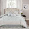 Madison Park Luxury Comforter Set-Traditional Jacquard Design All Season Down Alternative Bedding, Matching Bedskirt, Decorative Pillows, Cal King(104"x92"), Bennett, Geometric Aqua, 7 Piece view 1