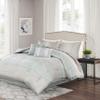 Madison Park Luxury Comforter Set-Traditional Jacquard Design All Season Down Alternative Bedding, Matching Bedskirt, Decorative Pillows, Cal King(104"x92"), Bennett, Geometric Aqua, 7 Piece view 2